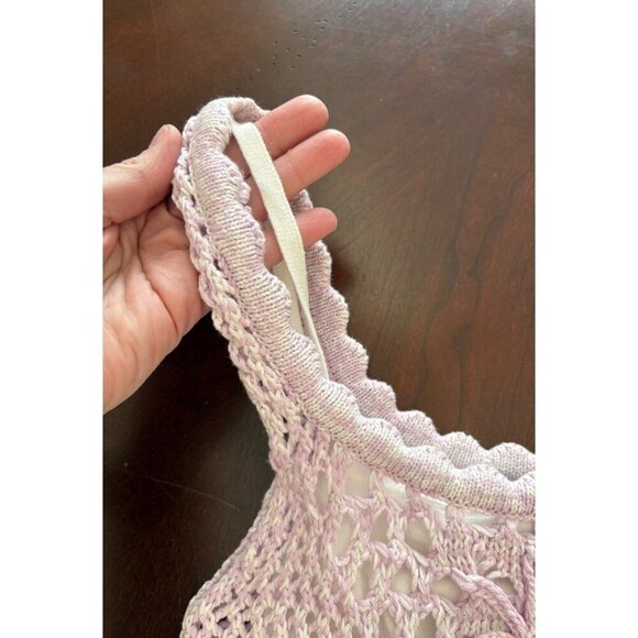 AQUA NWT Marled Crochet Boho Sleeveless Mini Dress in Lavender Purple Size XS - Picture 13 of 13